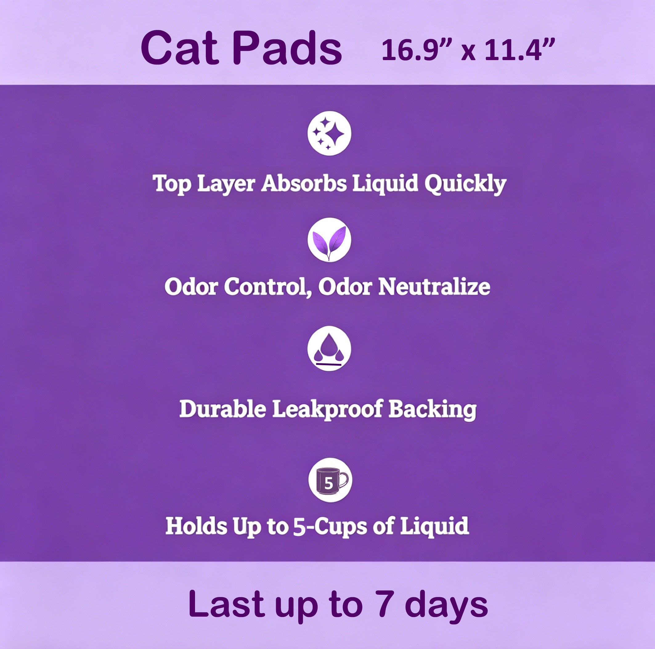 Vacayinsider Cat Litter Pads 16.9x11.4 in - Lavender Scented 20CT