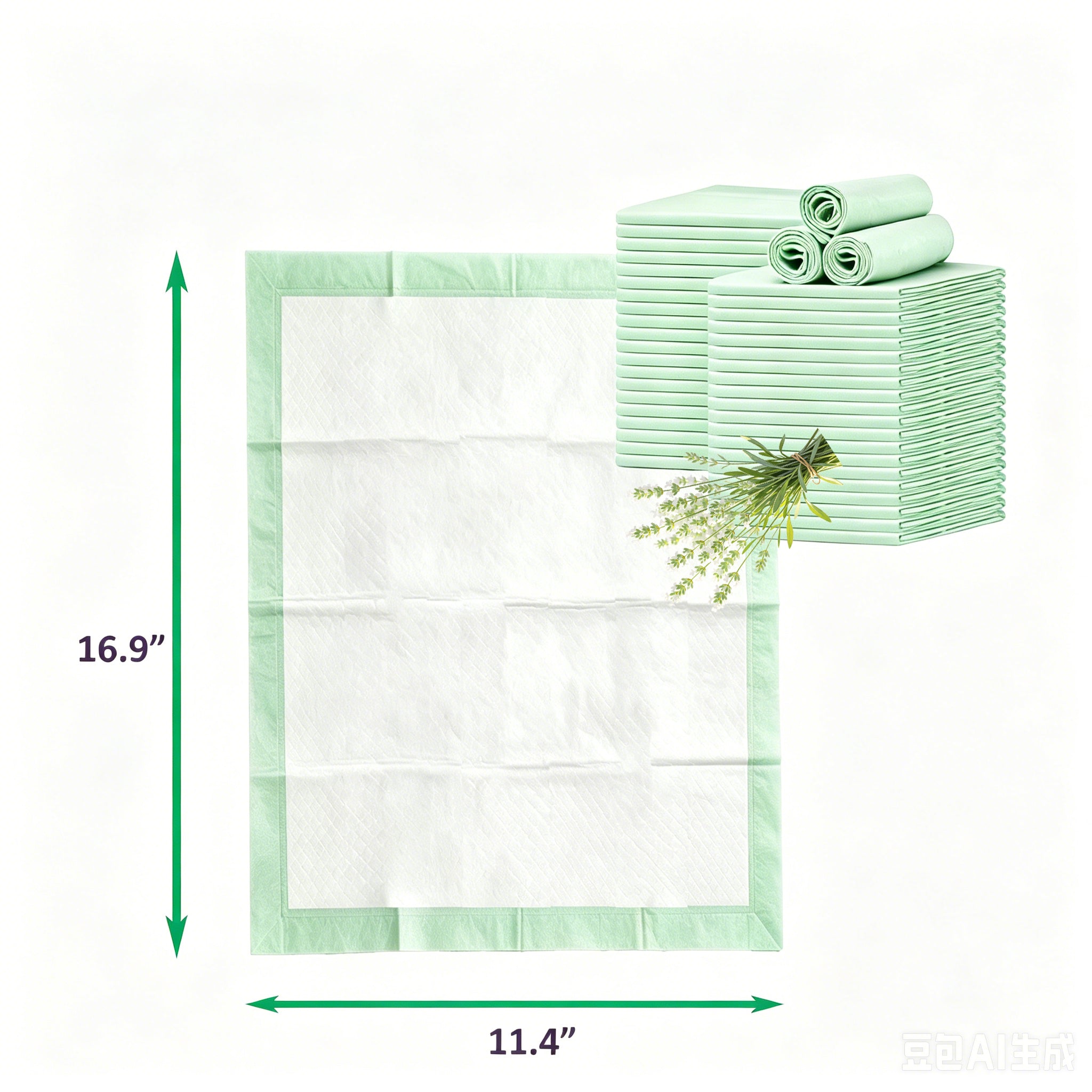 Vacayinsider Cat Litter Pads 16.9x11.4 in - Light Green 20CT