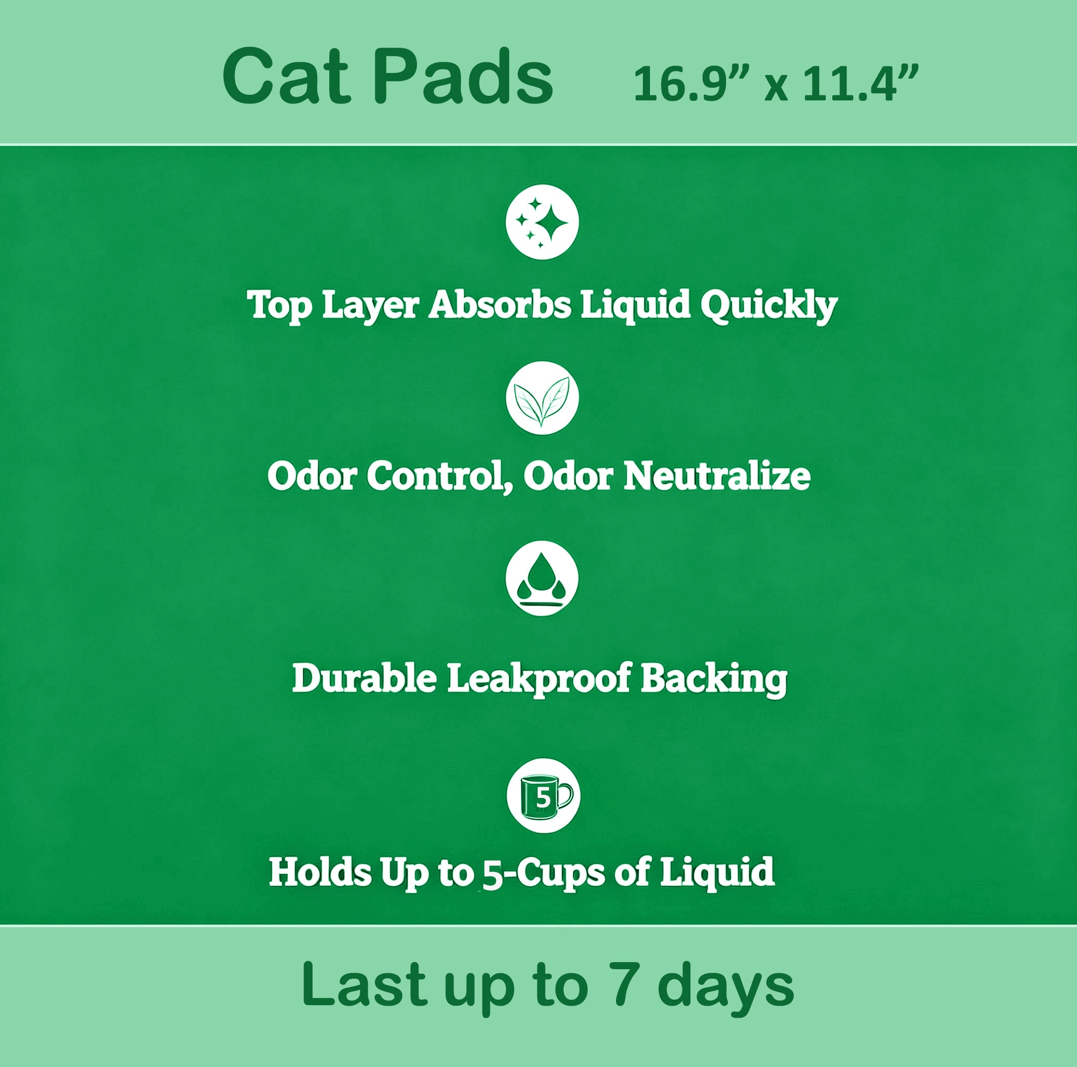 Vacayinsider Cat Litter Pads 16.9x11.4 in - Light Green 20CT