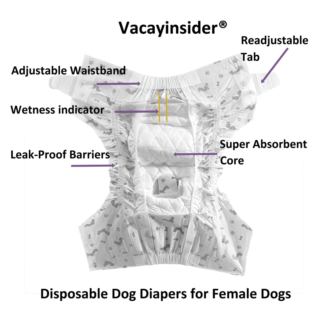 Vacayinsider Disposable Dog Diapers for Female Dogs - features