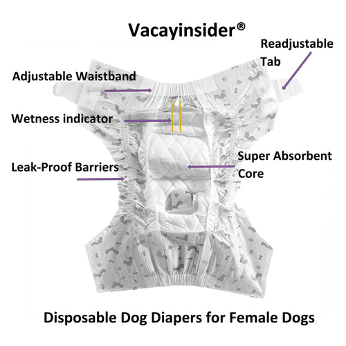 Vacayinsider Disposable Dog Diapers for Female Dogs - features