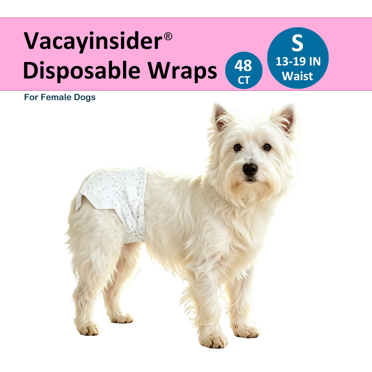 Vacayinsider Disposable Female Dog Diaper - Comfortable Fit S (13-19 in Waist)