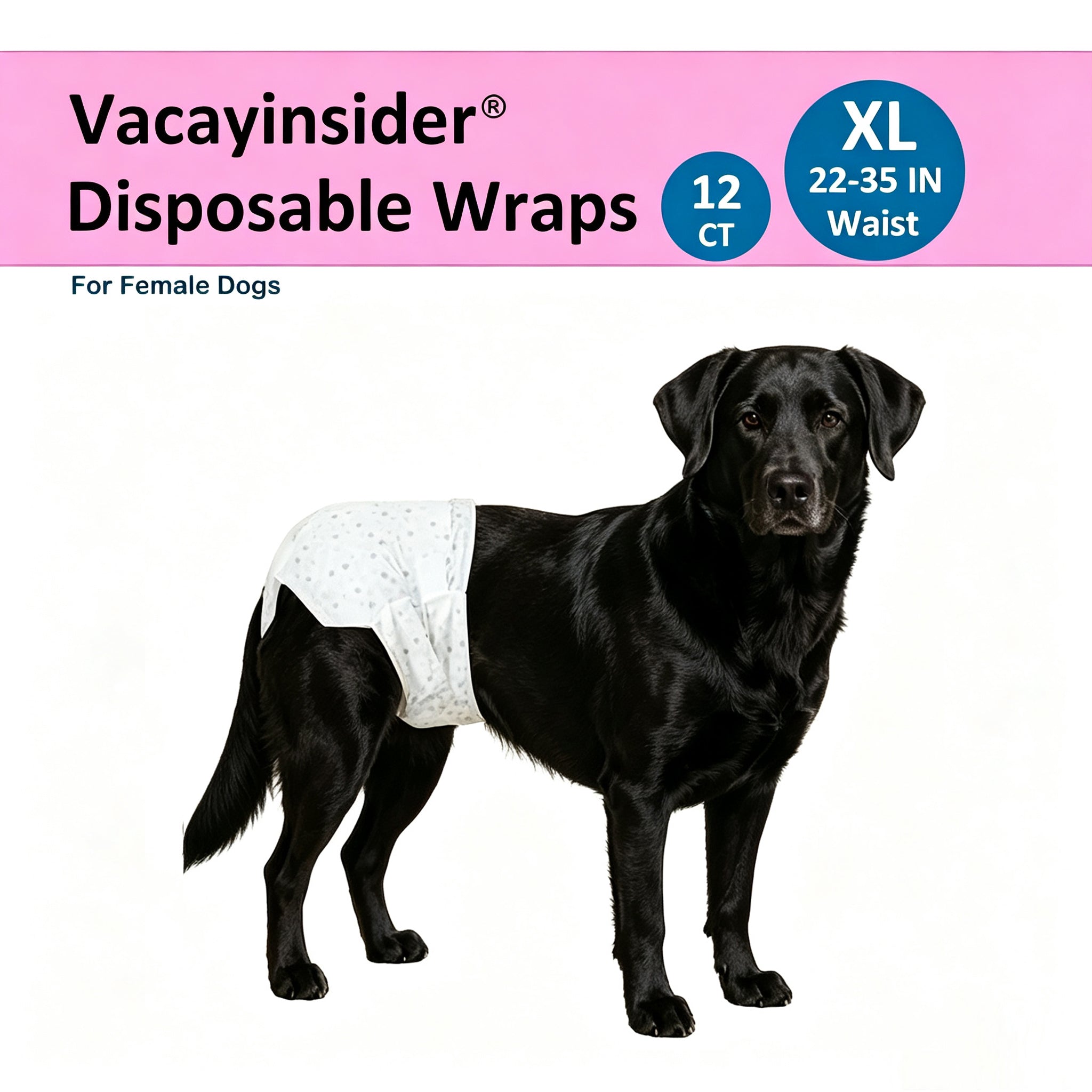 Vacayinsider Disposable Female Dog Wraps XL 12ct For Female Dogs