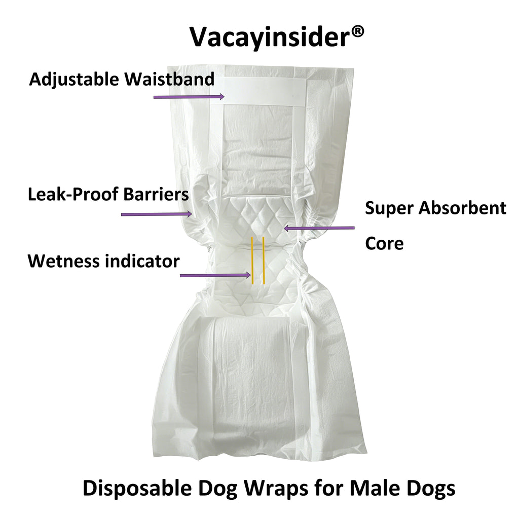 Vacayinsider Disposable Male Dog Wrap XL - 12ct (26-31 in Waist)