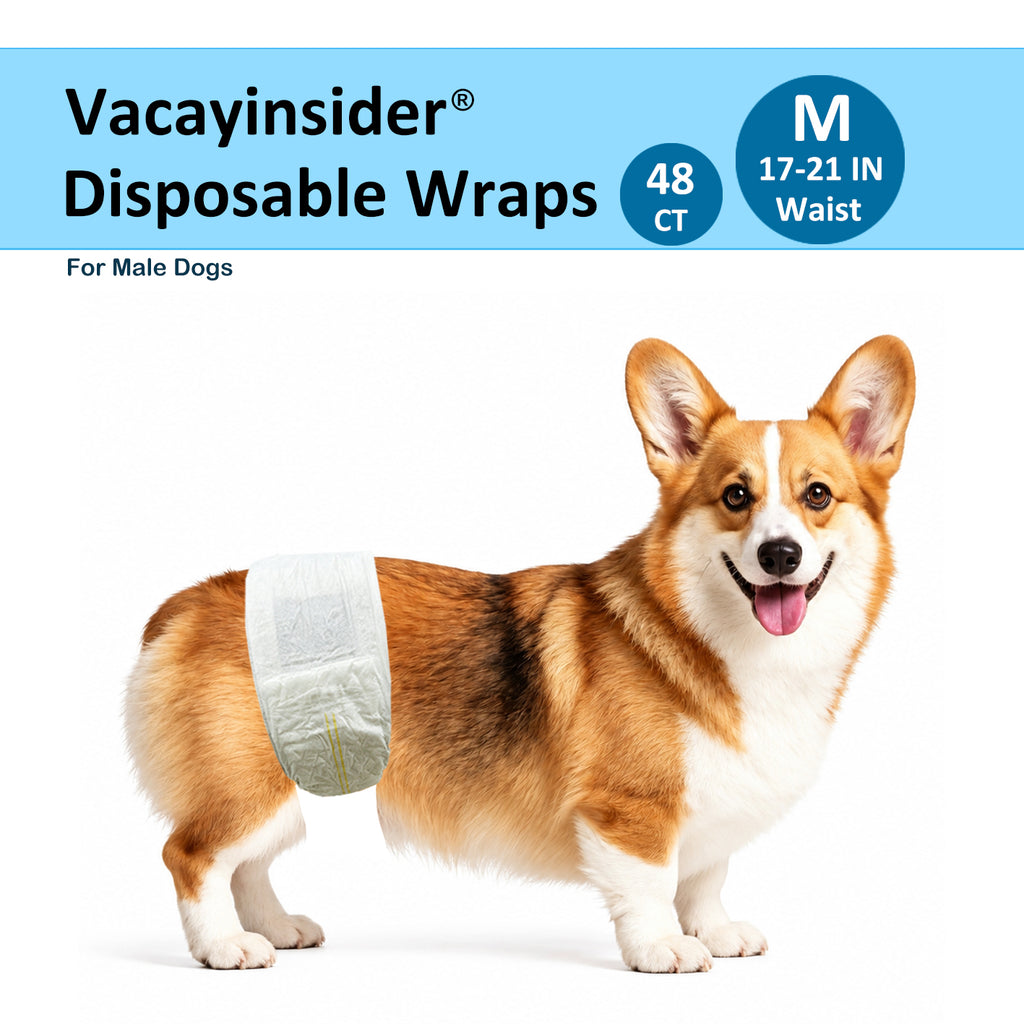 Vacayinsider Disposable Male Dog Wrap - Paw Print Design M (17-21 in Waist)