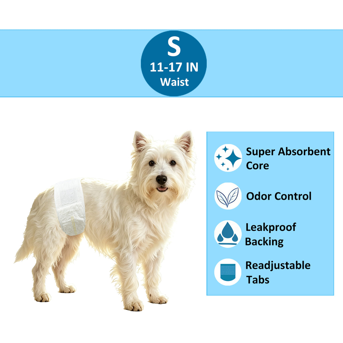 Vacayinsider Disposable Male Dog Wrap - Paw Print Design S (11-17 in Waist)